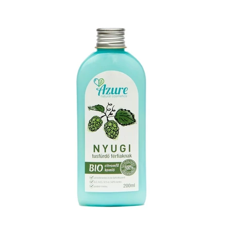 Azure nyugi natúr bio tusfürdő férfiaknak citromfű-komló - SLS-mentes és parabén mentes tusfürdő