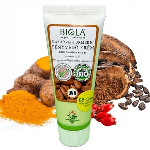 Biola bio naptej kakaóvaj-tumeric fizikai fényvédő naptej spf40