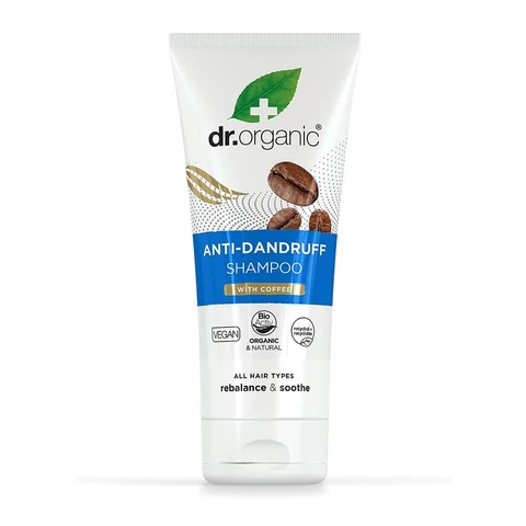 Dr. Organic korpásodás elleni SLS-mentes sampon bio kávéval
