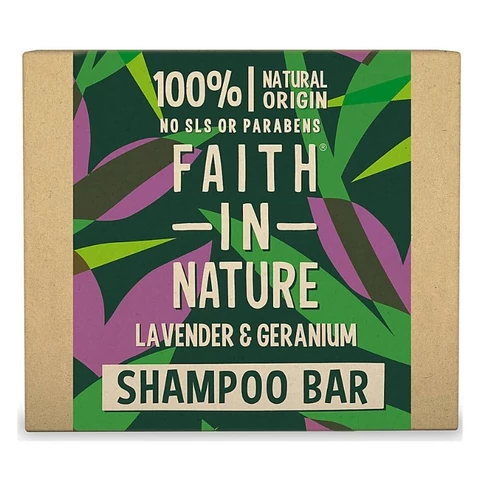 Faith in Nature geránium és levendula szilárd, SLS-mentes sampon