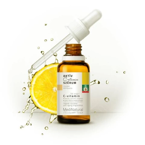 Medinatural Aktív C-vitamin szérum: pigmentált bőrre, sötét karikákra