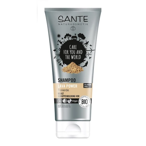 Sante bio lávaföld natúr sampon fehér kaolin agyaggal zsíros és korpás hajra -  SLS-mentes