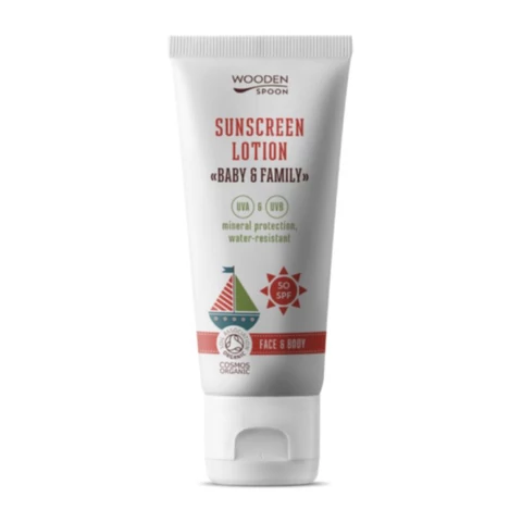 Wooden Spoon fizikai fényvédős bio naptej SPF50 - CSALÁDI KISZERELÉS