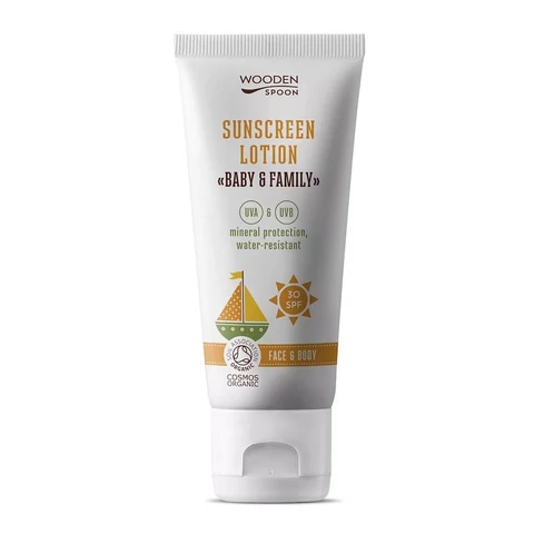 Wooden Spoon fizikai fényvédős bio naptej SPF 30 - CSALÁDI KISZERELÉS